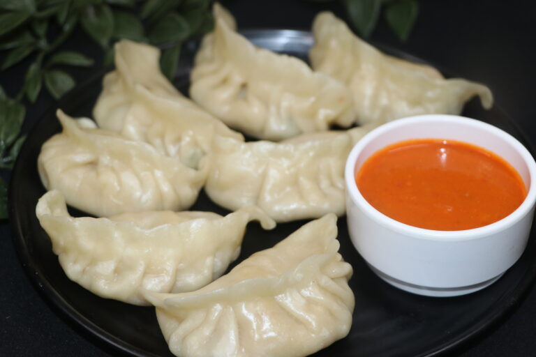 Paneer veg momos with yummy tomato chutney