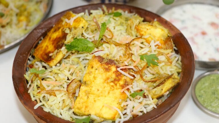 White Gravy Paneer Dum Biryani