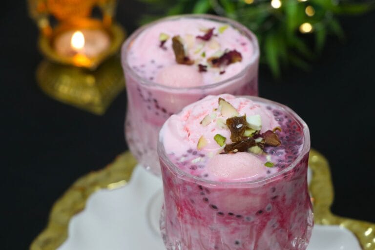 Rasgulla Rose Falooda | Indian Fusion Dessert You’ll Love!
