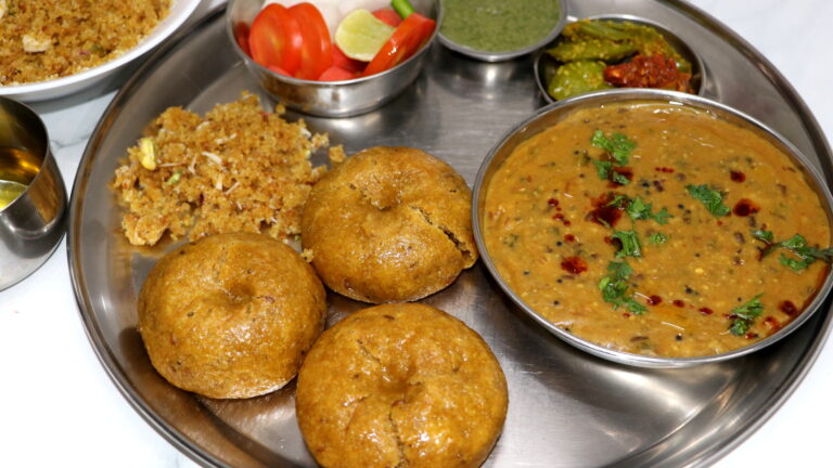 Dal Bafla with Mixed Dal and Bati Churma