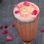 Gulkand Milkshake with Sabja Seeds