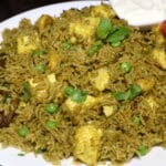 Palak Pulao with Paneer and Green Peas