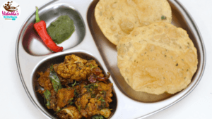 Achari Aloo Gobi with Ajwain Poori