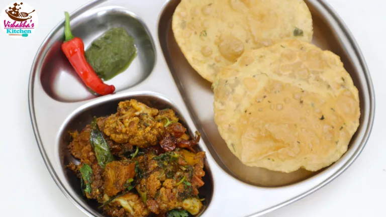 Achari Aloo Gobi with Ajwain Poori